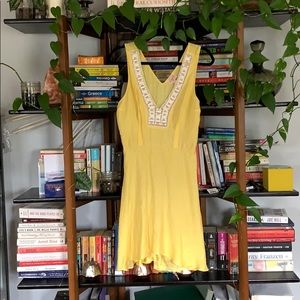 Lemon yellow summer dress 100% silk